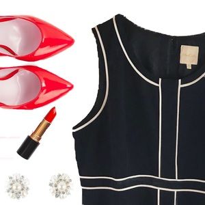 ModCloth dark navy dress w white piping 3X